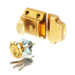 Securit Champagne Finish Nightlatch Brass Cylinder - Narrow - STX-484897 