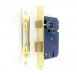 Securit 3 Lever Sash Lock Brass Plated with 2 Keys - 63mm - STX-485206 