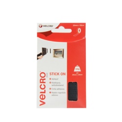 VELCRO® Brand Stick On Tape - 20mm x 0.5m Black - STX-501191 