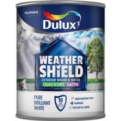 Dulux Weathershield Quick Dry Satin 750ml - Pure Brilliant White - STX-526220 