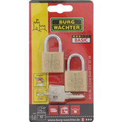 Burg-Weñchter Light Security Brass Padlock Multi-Pack Keyed Alike - 2 x 30mm - STX-528776 
