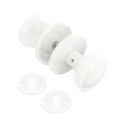 Securit Plastic Mortice Knob Set White - 60mm - STX-540347 