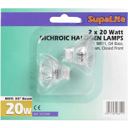 SupaLite MR11 Halogen Reflector Lamps - 12v 20w 30° Beam - STX-557290 