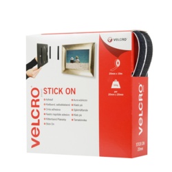VELCRO® Brand Stick On Tape - 20mm x 10m Black - STX-570549 