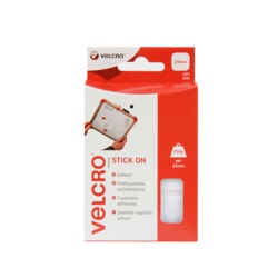 VELCRO® Brand Stick On Squares - 25mm White 24 Sets - STX-570628 
