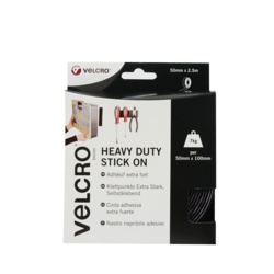 VELCRO® Brand Heavy Duty Stick On Tape - 50mm x 2.5m Black - STX-571920 