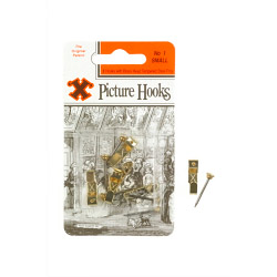 X Original Patent Steel Picture Hooks - Brass Plated (Blister Pack) - No.1 - STX-582870 