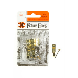 X Original Patent Steel Picture Hooks - Brass Plated (Blister Pack) - No.2 - STX-582887 