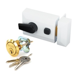 Securit White Finish Double Locking Nightlatch - Standard - STX-624341 