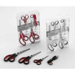 Grunwerg 4 Piece Scissor Set - Black/Red Handles - STX-658507 