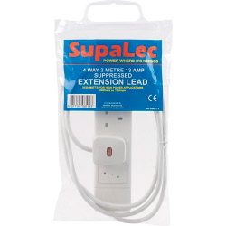 SupaLec 4 Gang Extension Lead - 2 Metre 13 Amp - Supressed - STX-668119 