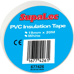 SupaLec PVC Insulation Tape Pack 10 - White 20 Metre - STX-677426 