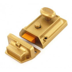 Securit Champagne finish nightlatch + Brass cylinder - Standard - STX-695065 