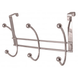 Headbourne 6 Polished Chrome Ball Hooks on Polished Chrome Over The Door Hanger - 265 x 170mm - STX-717942 