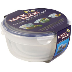 Lock & Lock Food Storage Container - 3 Bowl Nestable Set - 850ml, 1.4L & 2.1L - STX-722088 