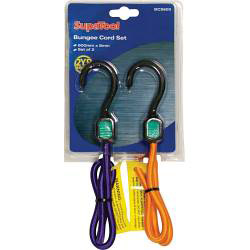 SupaTool Bungee Cord Set with Plastic Hooks - 600mm x 8mm - STX-814153 