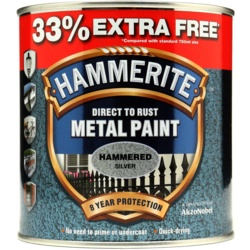 Hammerite Metal Paint Hammered 750ml + 33% Free - Silver - STX-826094 