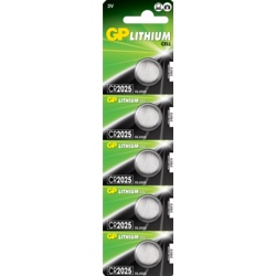 GP Lithium Button Cell Battery - CR2025 Card 5 - STX-856930 