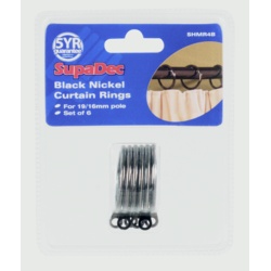 Woodside Curtain Rings Pack 6 - Black Nickel - STX-866696 