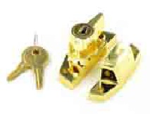 Locking Sash Fastener Brassed 65mm - S1032