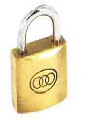 Tricircle long shackle brass padlock 38mm - S1181