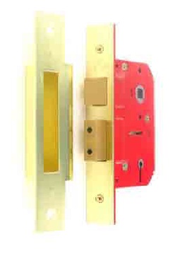 5 lever sash lock Brass plated 63mm - S1801