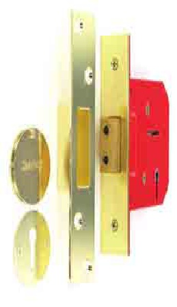 5 lever dead lock Brass plated 63mm - S1804