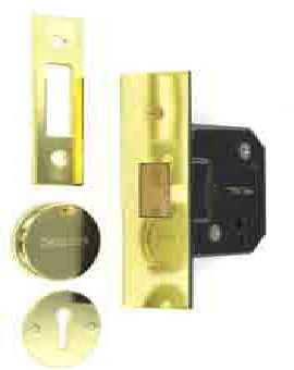 3 lever dead lock Brass plated 63mm - S1814
