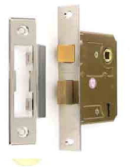 3 lever sash lock Brass plated 4 KEYS 63mm - S1821