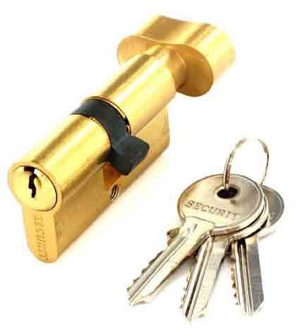 Euro thumb cylinder Brass 3 KEYS 30 x 30mm - S2042