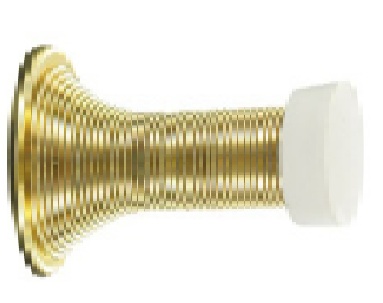 Brass plated spring door stop 75mm - S2571