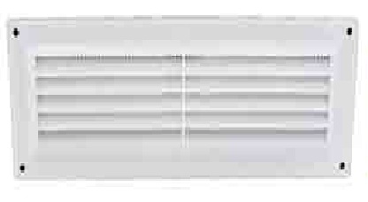 White plastic Louvre vent 9" x 3" - S3257