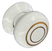 Ceramic door knobs White / Gold lines 60mm - S3281