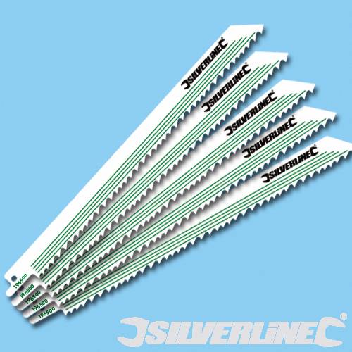 Silverline - 5PK 240MM RECIPROCATING SAW BLADES (GREEN WOOD) - 196500