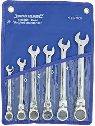 Silverline - 6PCE METRIC FLEXIBLE HEAD RATCHET SPANNER SET - 277869