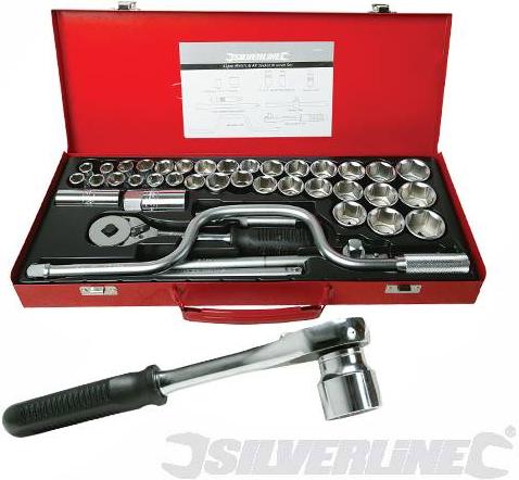 Silverline - 42PCE 1/2INCH DRIVE METRIC/AF SOCKET WRENCH SET - 282384