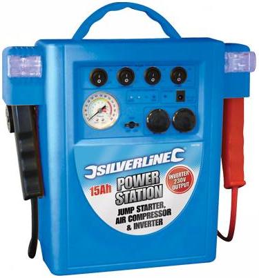 Silverline - 15AH JUMP STARTER, AIR COMPRESSOR AND INVERTER - 345782 - DISCONTINUED 