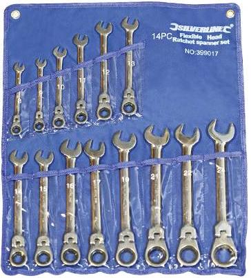 Silverline - 14PCE METRIC FLEXIBLE HEAD RATCHET SPANNER SET - 399017