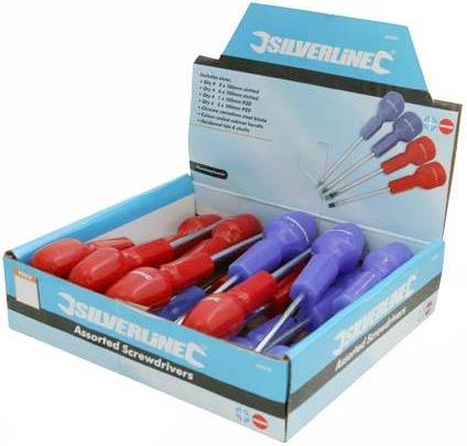 Silverline - CABINET HANDLE SCREWDRIVERS (18PCE SCREWDRIVER SET DISPLAY BOX) - 583253 - SOLD-OUT!! 
