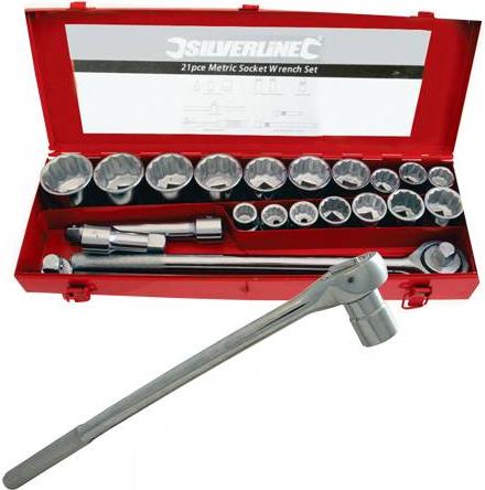 Silverline - 21PCE 3/4INCH DRIVE METRIC SOCKET SET - 633663