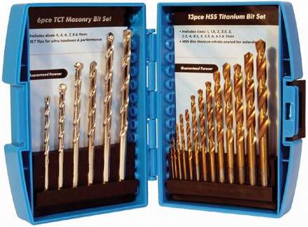 Silverline - 19PCE HSS TITANIUM & TCT MASONRY DRILL BIT SET - 633805