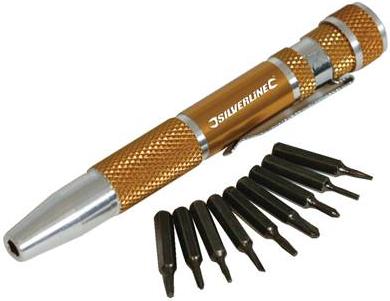 Silverline - 9PCE PRECISION SCREWDRIVER SET (PHILLIPS, TORX, SLOTTED) - 633922
