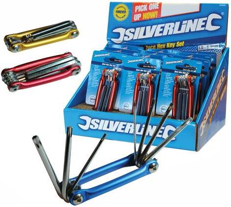 Silverline - DISPLAY BOX OF 12 FOLDING BALL END HEX KEY SET - 658894