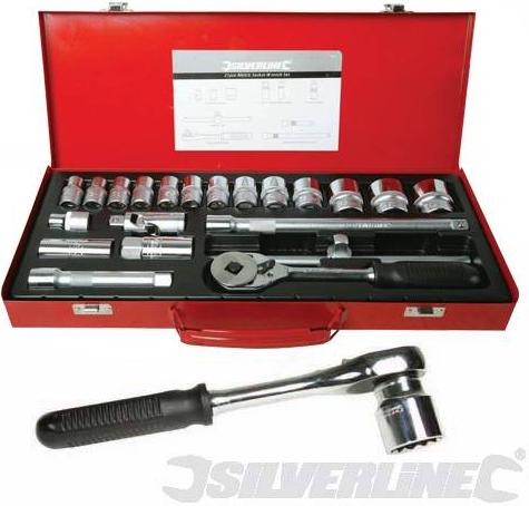 Silverline - 21PCE 1/2INCH DRIVE METRIC SOCKET WRENCH SET - 675046