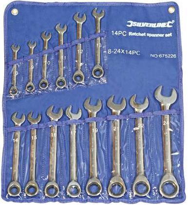 Silverline - 14PCE METRIC RATCHET SPANNER SET - 675226