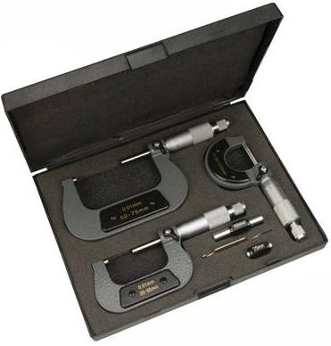 Silverline - 3PCE MICROMETER SET 0-75MM (0-75MM) - DISCONTINUED - 675312