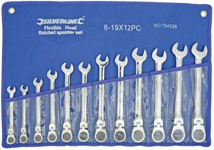 Silverline - 12PCE METRIC FLEXIBLE HEAD RATCHET SPANNET SET - 794336