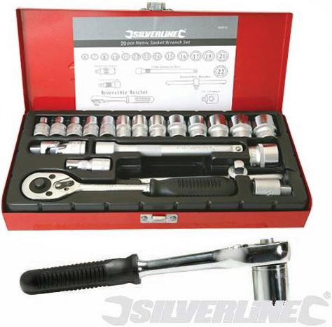 Silverline - 21PCE 3/8INCH DRIVE METRIC SOCKET WRENCH SET - 868524