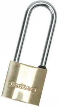 Silverline - LONG SHACKLE BRASS PADLOCK (50MM) - MSS04L