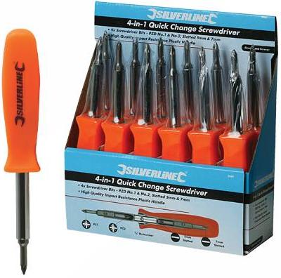 Silverline - 4-IN-1 QUICK CHANGE SCREWDRIVER DISPLAY BOX - SB01
